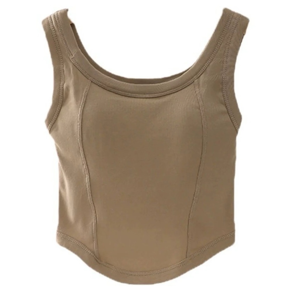 2 Padded Cropped Tank Tops (Beige & Black) — 2 for $12